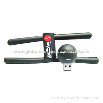 Customized Man-shaped Thumb Drive, Made of Soft PVC Material, OEM Orders Welcomed